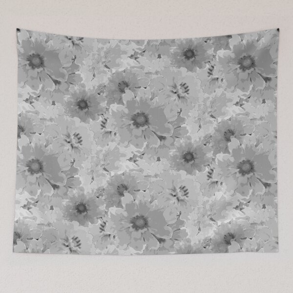 Item preview, Flower Ocean Halfdrop Monochrome Pastel Black designed and sold by Art in My Loft.