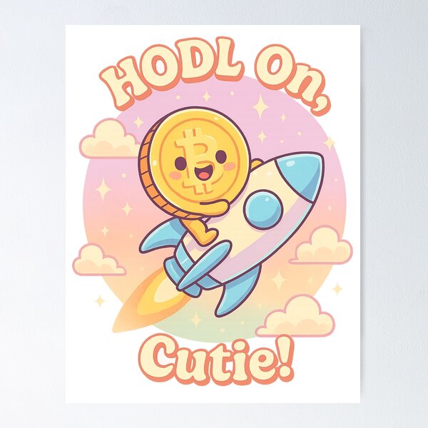 Item preview, HOLD On Cutie! Kawaii Bitcoin Rocket Ride designed and sold by NovaMoodCo.