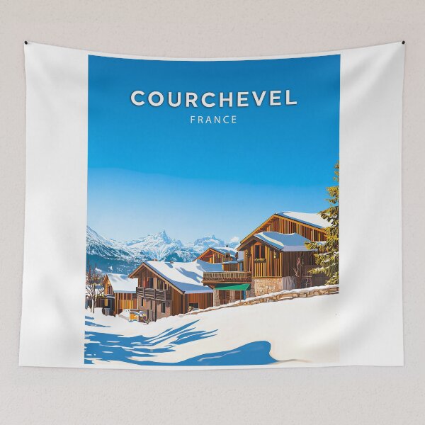 Item preview, Courchevel, France, Vintage Pastel Poster designed and sold by NicePlaza.