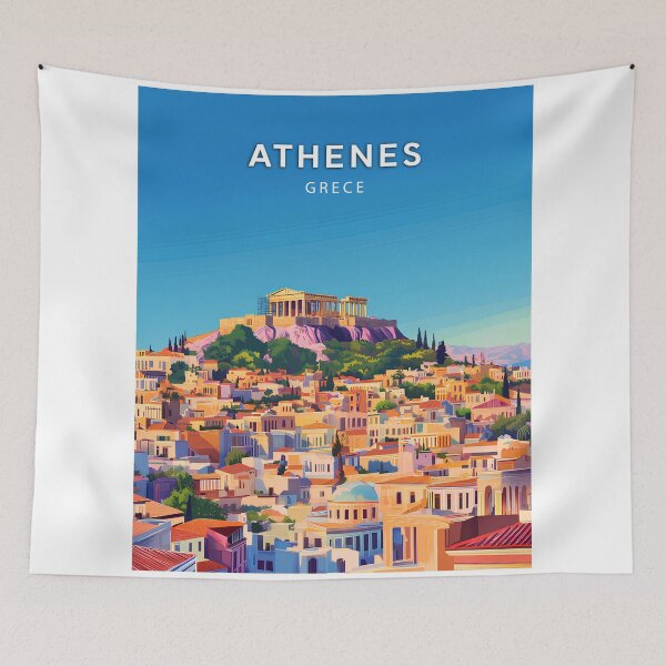 Item preview, Athens, Greece, Poster, Vintage, pastel, poster designed and sold by NicePlaza.