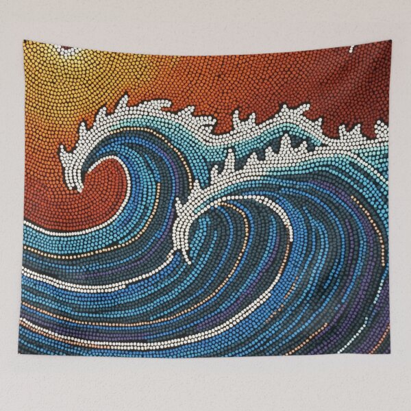 Item preview, Aboriginal Inspired Dot Art - With Big Waves  designed and sold by GrinGalore.