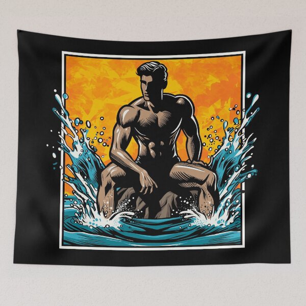 Item preview, Man Sitting on a Rock Being Splashed by Waves designed and sold by Ghost on Toast.