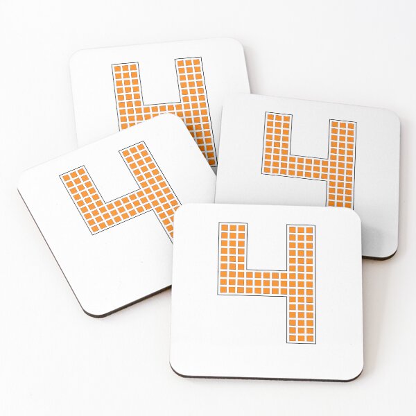 Item preview, Number 4 - Orange Pixel Block Character designed and sold by PixelGlyphs.
