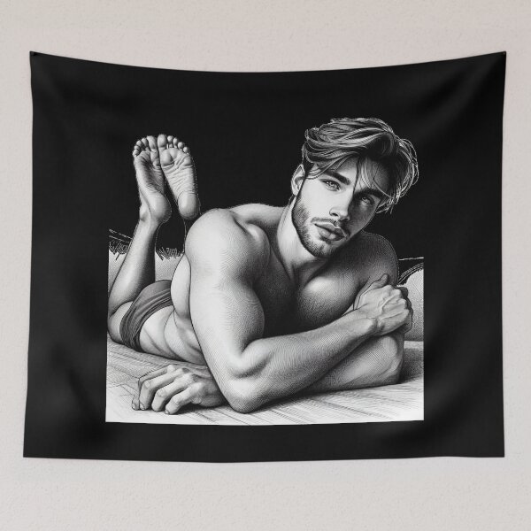 Item preview, Taking It Easy Hunks Muscle Power LGBTQ Gay Pride Graphic Design designed and sold by ItsAKinkThing.
