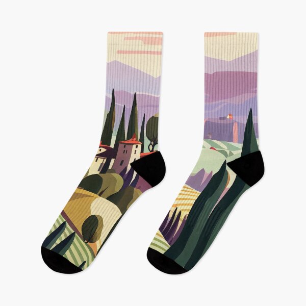 Item preview, Tuscan Sunrise Modern Italian Countryside Art designed and sold by ShadowAndSlate.