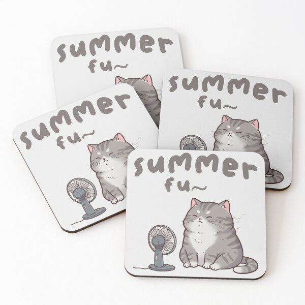 Item preview, Cute Cat Summer Fan Art – Kawaii Chill Illustration designed and sold by Reicrea.