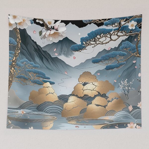 Item preview, Tranquil Blossoms by the Mountain Lake designed and sold by Topmaxdesign.