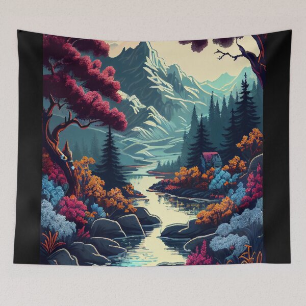 Item preview, Enchanted Autumn Valley Fantasy Landscape designed and sold by ShadowAndSlate.
