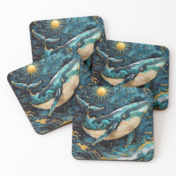 Item preview, Celestial Sea Kintsugi Whale Art designed and sold by Topmaxdesign.