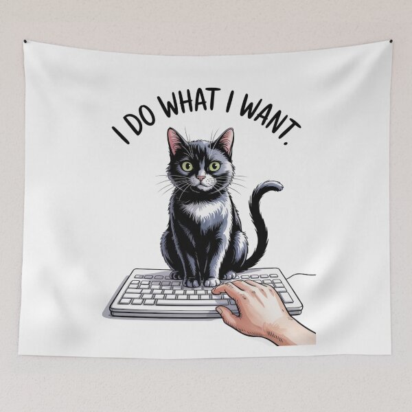Item preview, I Do What I Want – Funny Black Cat Doodle designed and sold by jubileejungle.