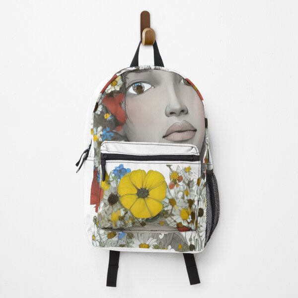 Item preview, Portrait Of Serene Woman Adorned With Vibrant Crown Of Wildflowers designed and sold by CarrollGene.