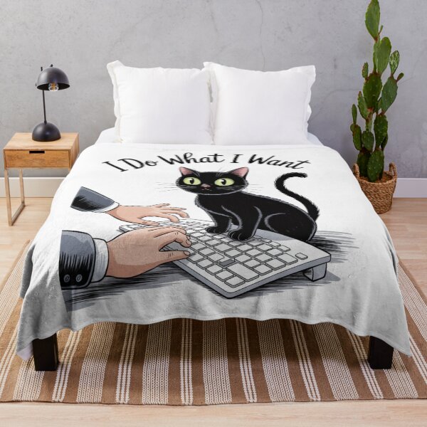 Item preview, I Do What I Want – Black Cat on Keyboard Doodle designed and sold by jubileejungle.