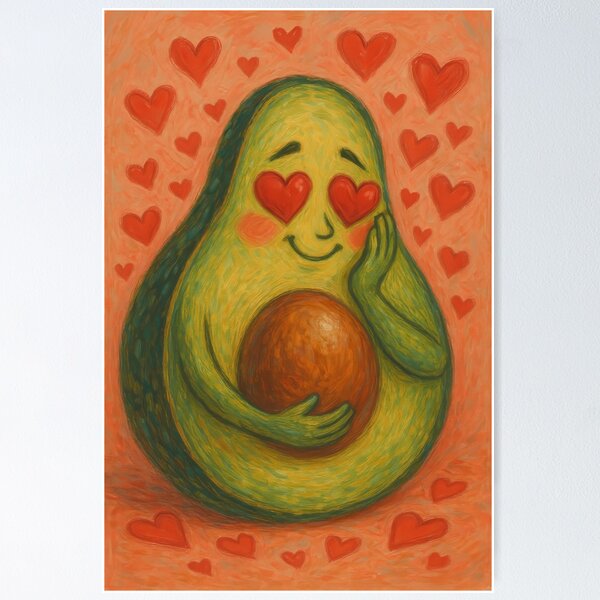 Item preview, Aguacate enamorado: arte de aguacate con adorables ojos de corazón designed and sold by Cuddly-Cottons.