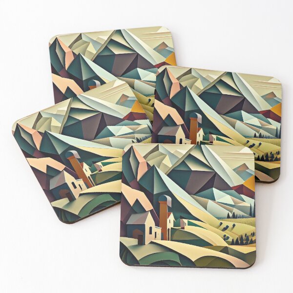 Item preview, Tuscany Dreams - Abstract Cubist Mountain Landscape designed and sold by ShadowAndSlate.