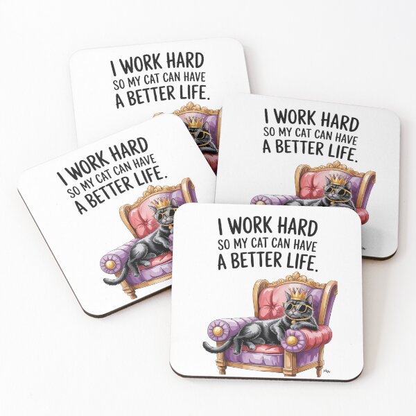 Item preview, I Work Hard So My Cat Can Have a Better Life – Funny Black Cat Throne Art designed and sold by jubileejungle.