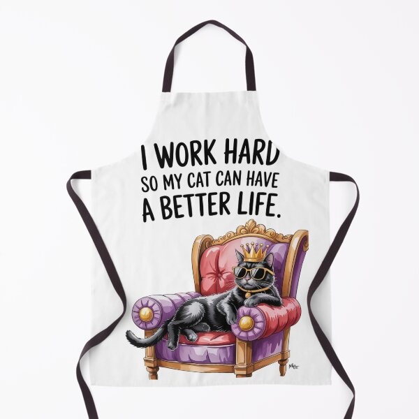 Item preview, I Work Hard So My Cat Can Have a Better Life – Funny Black Cat Throne Art designed and sold by jubileejungle.
