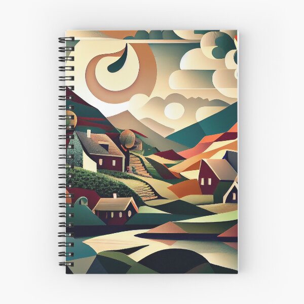 Item preview, Cubist Dreamscape: Abstract Village & Mountain Landscape designed and sold by ShadowAndSlate.