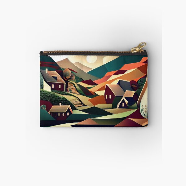 Item preview, Cubist Dreamscape: Abstract Village & Mountain Landscape designed and sold by ShadowAndSlate.