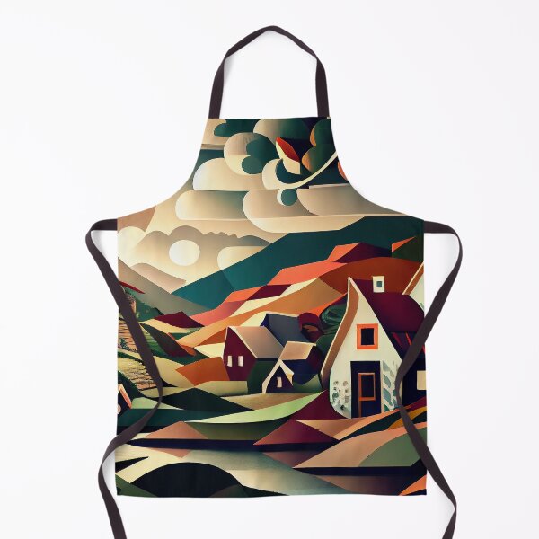 Item preview, Cubist Dreamscape: Abstract Village & Mountain Landscape designed and sold by ShadowAndSlate.