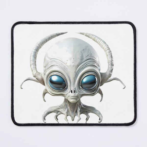 Item preview, White Alien Head with Large Blue Eyes designed and sold by ART ATTACK ZONE.