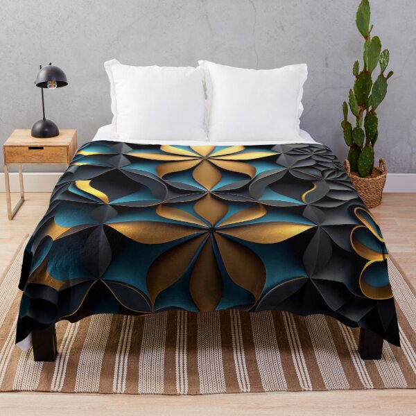 Item preview, Golden Petals Arabesque: 3D Floral Pattern designed and sold by ShadowAndSlate.
