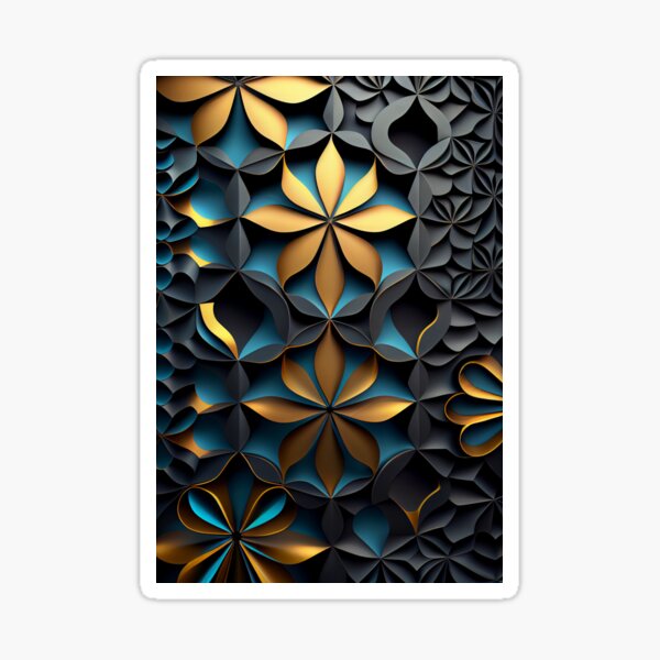 Item preview, Golden Petals Arabesque: 3D Floral Pattern designed and sold by ShadowAndSlate.