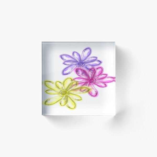 Three Glassy Daisy Design from Green Bee Mee Acrylic Block