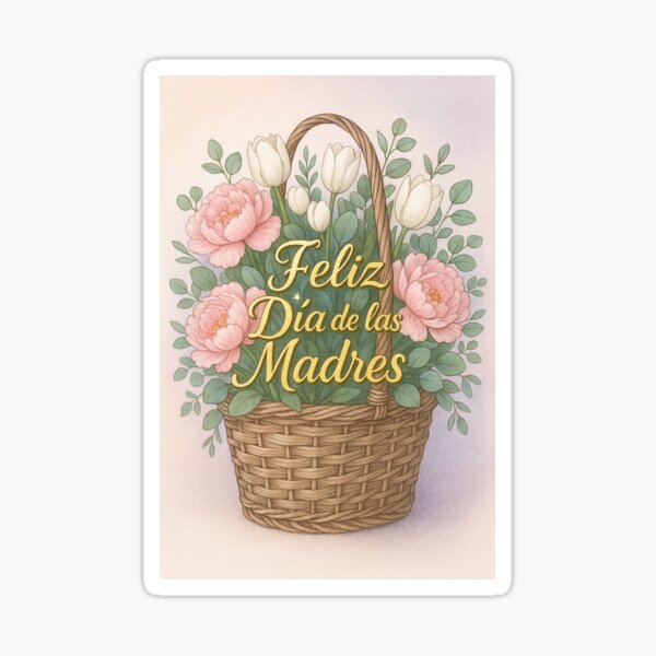 Vista previa del artículo con la obra «Feliz Día de las Madres - Cesta Floral Diseño Vintage», diseñado y vendido por GoodVibes Gifts.