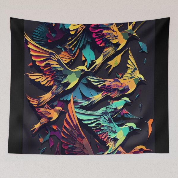 Item preview, Vibrant Flock: Pop Art Birds Pattern designed and sold by ShadowAndSlate.