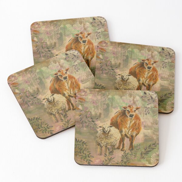 Item preview, Cow and Sheep Painting -- Cute farm animals designed and sold by JoyfulNiftyArt.