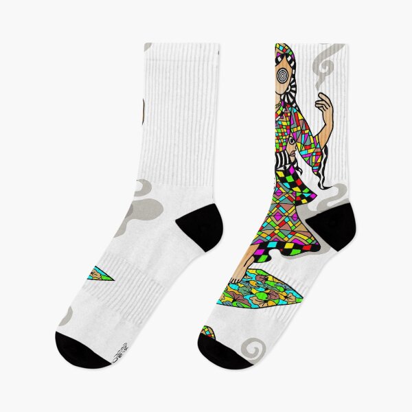Item preview, Colorful Psychedelic Woman Art – Abstract Folk Dancer in Vibrant Pattern Design designed and sold by DrawHandArt.