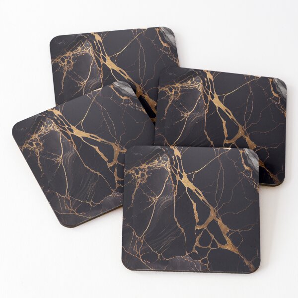 Item preview, Luxurious Gold Veined Black Marble designed and sold by ShadowAndSlate.