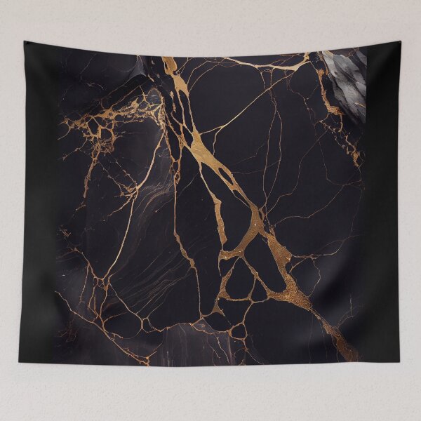 Item preview, Luxurious Gold Veined Black Marble designed and sold by ShadowAndSlate.