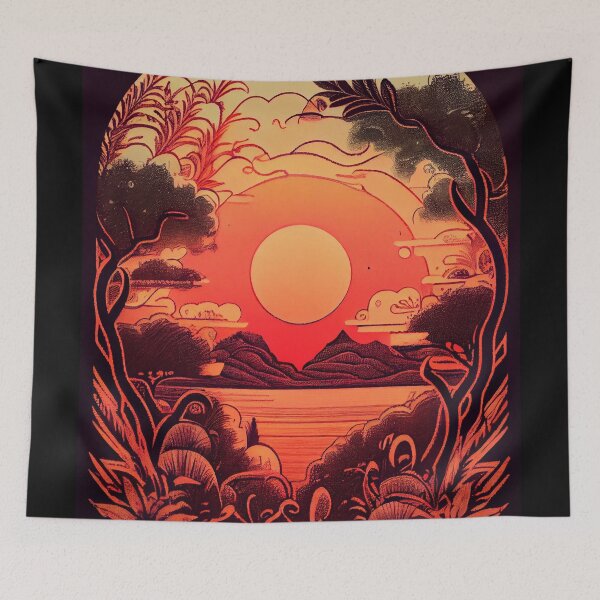 Item preview, Bohemian Sunset Serenity: Mountain & Lake Landscape designed and sold by ShadowAndSlate.