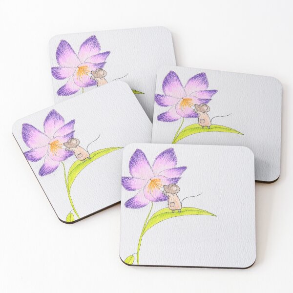 Item preview, Mouse and Flower | Cute Mice | Purple Flowers | Floral Art | Character Art  designed and sold by AngelaMarieArt.