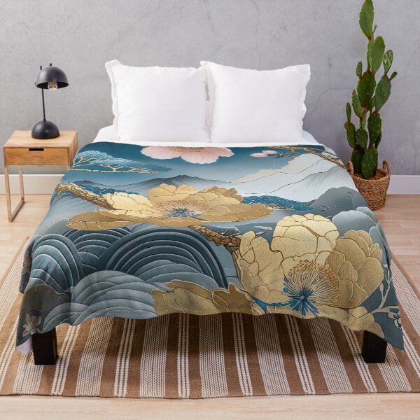 Item preview, Kintsugi Japanese Floral Gold Botanical Art designed and sold by Topmaxdesign.