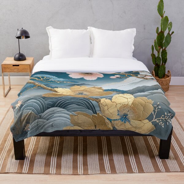 Item preview, Kintsugi Japanese Floral Gold Botanical Art designed and sold by Topmaxdesign.