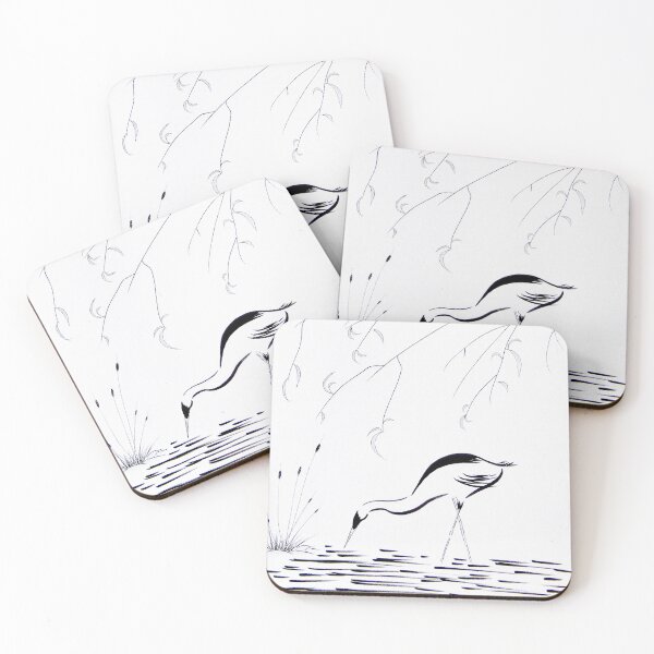 Artikelvorschau, Einzelner Kranich im Wasser | Zen-Kunst | Japanische Kraniche | Minimalistische Kunst entworfen und verkauft von AngelaMarieArt.