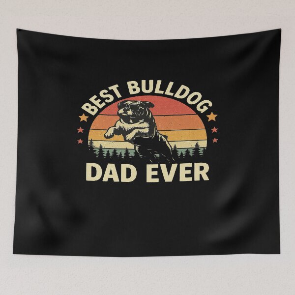 Item preview, Best Bulldog Dad Ever Vintage Sunset Dog Design designed and sold by MiracleBarto.