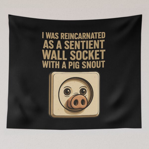 Item preview, Reincarnated as a Wall Socket with a Pig Snout – AI Meme Art designed and sold by ShineEyePirate.