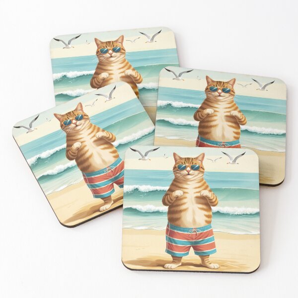 Item preview, Cat at the beach designed and sold by Mauvais Genre.