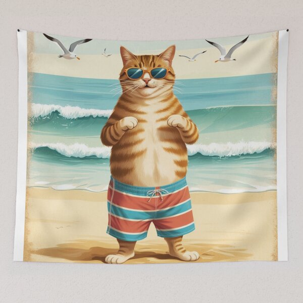 Item preview, Cat at the beach designed and sold by Mauvais Genre.