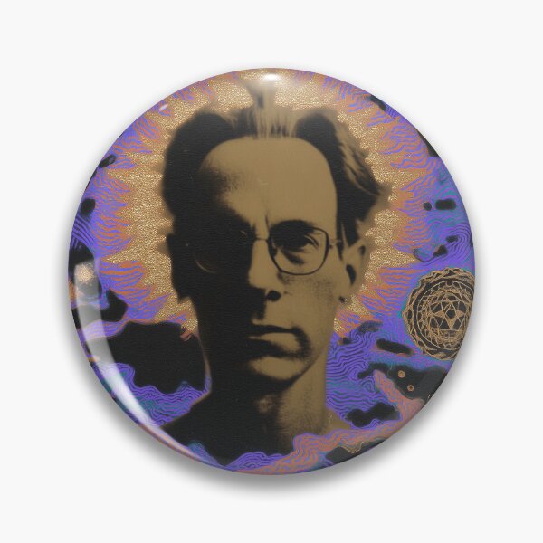 Item preview, Visionary Ray Kurzweil Cosmic Aura – Golden Mandala Surreal Poster designed and sold by Mystikos Art.