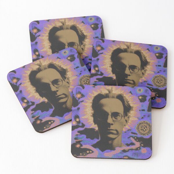 Item preview, Visionary Ray Kurzweil Cosmic Aura – Golden Mandala Surreal Poster designed and sold by Mystikos Art.