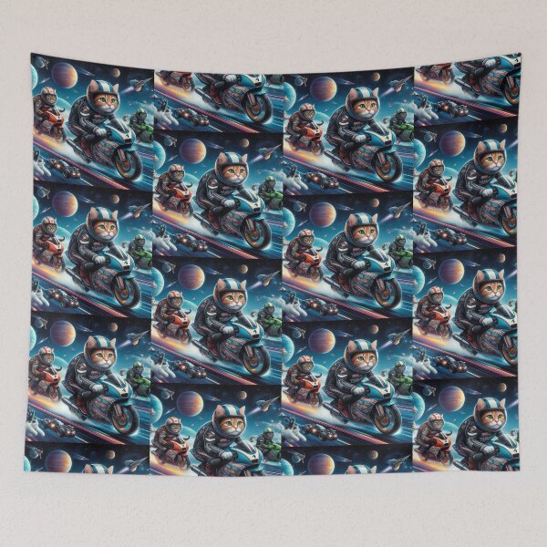 Item preview, motorcycle race of cats in space designed and sold by Dogandesighn.