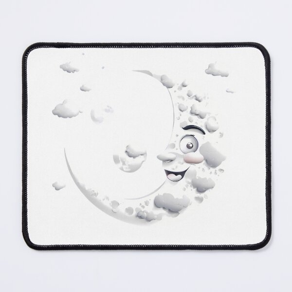 Item preview, Whimsical Crescent Moon Face with Clouds designed and sold by ART ATTACK ZONE.