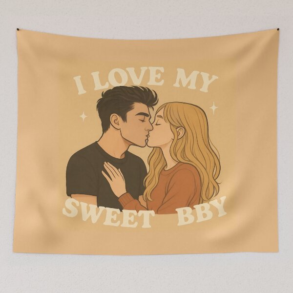 Item preview, Sweet Bby Kiss - Cartoon Couple Love Romance Art designed and sold by VA Design.