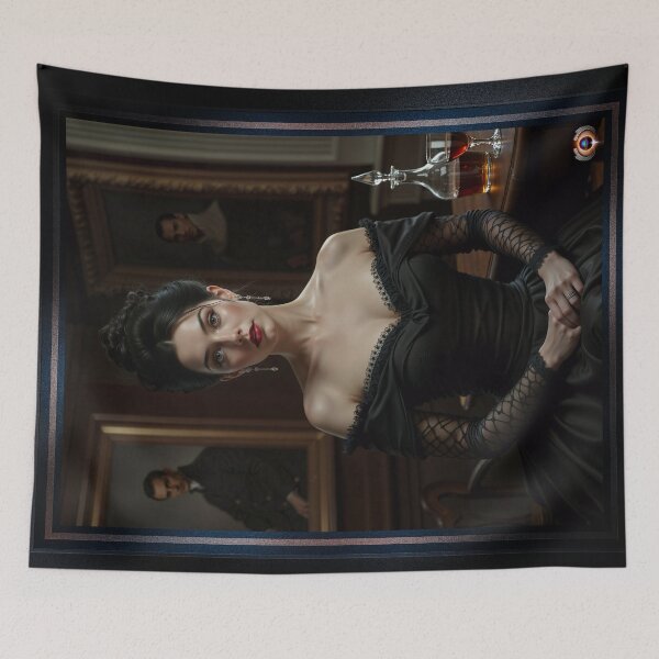 Item preview, The Ancestral Legacy Of Lorenzia Bellamicci 19th Century Portrait Striking AI Concept Art by Xzendor7 designed and sold by Xzendor7 Digital Art Creations.