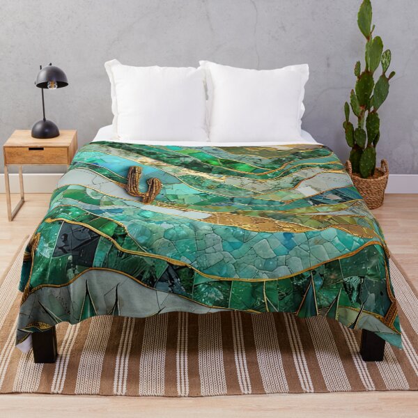 Item preview, Golden Mosaic Desert Landscape with Cacti Mountains designed and sold by Topmaxdesign.