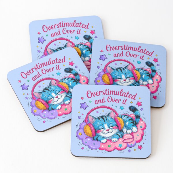 Item preview, Overstimulated and Over It Kawaii Cat Burnout Shirt designed and sold by Amanda's Factory.